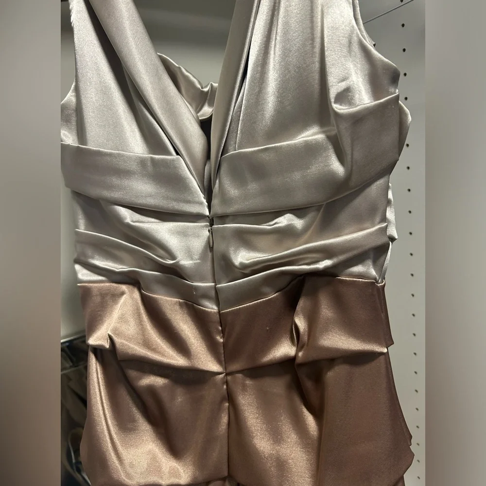 Women’s cream and champagne gold satin dress - Picture 2 of 4